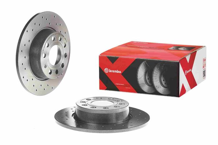 Bremsscheibe, BREMBO Xtra, 1Stück, Gelocht, hinten ; L/R, außendurchmesser 27...