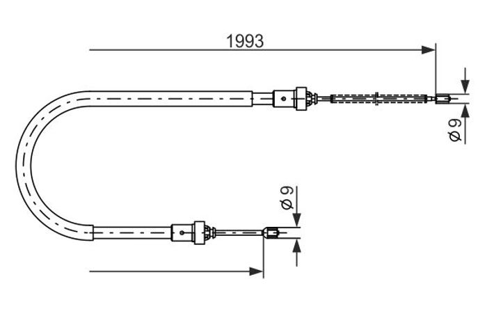 Handbremsseil hinten L/R (1993mm/1770mm) passt zu: DACIA LOGAN, LOGAN EXPRESS...