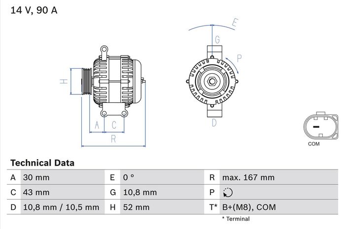 Alternator (14V, 90A, runderneuert) passt zu: MERCEDES A (W169), B SPORTS TOU...