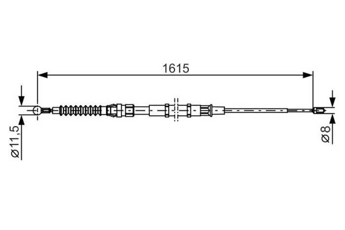 Handbremsseil hinten (1615mm/805mm) passt zu: SKODA SUPERB II 1.4-3.6 03.08-0...