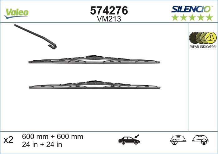 Wischerblatt Bügelwischer vorne (2Stück) VM213 Silencio 600mm passt zu: IVECO...