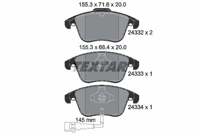 Bremsbelagsatz vorne (mit integriertem Verschleißsensor), passt zu: AUDI Q3;...