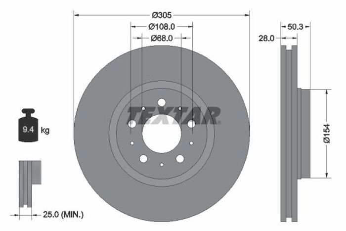 Bremsscheibe vorne L/R passt zu: VOLVO S60 I, S80 I, V70 I, V70 II, XC70 I 2....