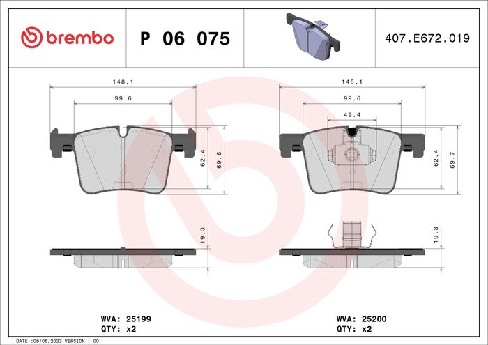 Bremsbelagsatz vorne , passt zu: BMW 1 (F20), 1 (F21), 2 (F22, F87), 2 (F23),...