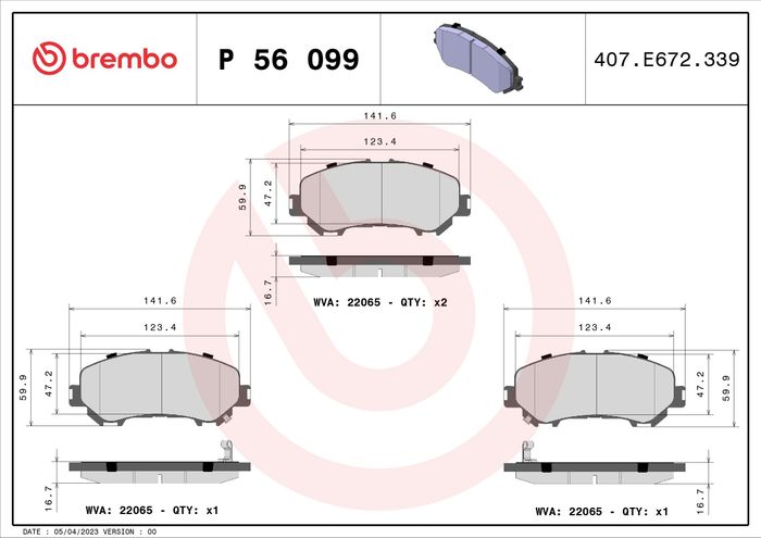 Bremsbelagsatz vorne , passt zu: NISSAN QASHQAI II, ROGUE, X-TRAIL, X-TRAIL I...