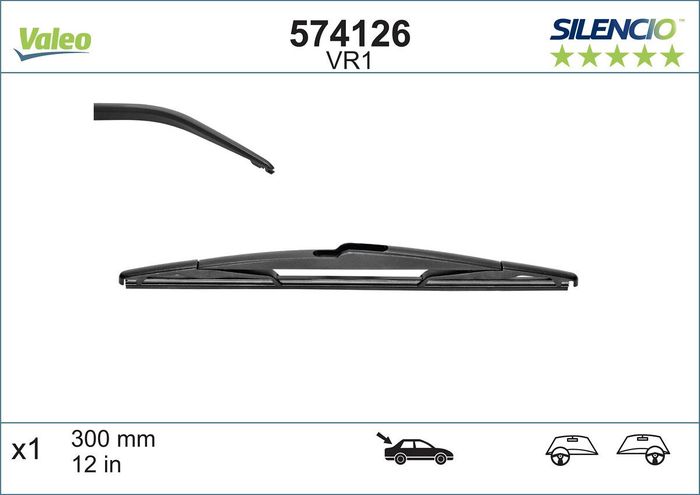 Wischerblatt Bügelwischer hinten (1Stück) VR1 Silencio 300mm passt zu: CITROE...