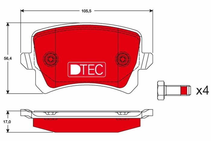 Bremsbelag Keramik hinten , passt zu: AUDI A6 C6, Q3; SEAT ALHAMBRA; VW CC B7...