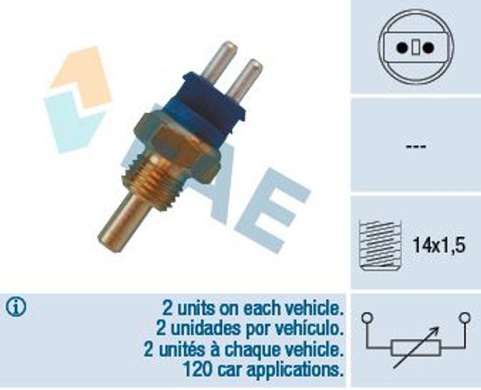 Kühlmitteltemperatur -Sensor (anzahl der Pins: 2, blau) passt zu: MERCEDES C...