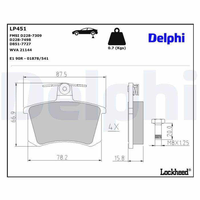 Bremsbelagsatz hinten , passt zu: ALFA ROMEO 145, 146, 155, 164, 33, GTV, SPI...