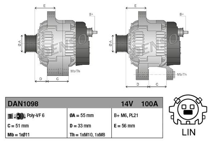 Alternator (14V, 100A, neu) passt zu: TOYOTA AURIS, COROLLA, RAV 4 IV 1.6/2.0...