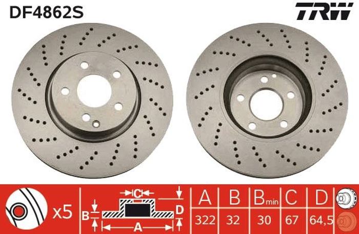 Bremsscheibe vorne L/R passt zu: MERCEDES C (C204), C (W204), C T-MODEL (S204...
