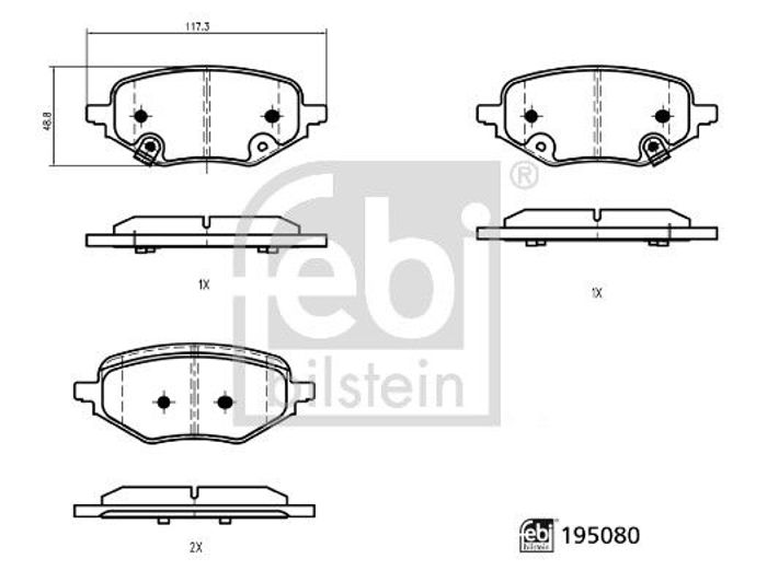 Bremsbelagsatz hinten (mit Dämpfungspad), passt zu: MG HS, ZS 1.0/1.5/Electri...