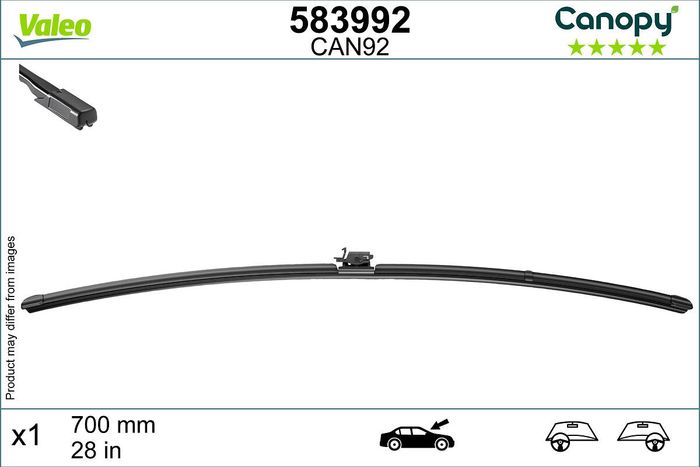 Wischerblatt Flachbalkenwischer vorne mit Spoiler (1Stück) Canopy 700mm passt...