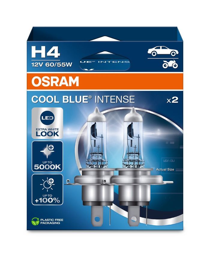 Glühbirne (Satz 2Stück) H4 12V 60/55W P43T Cool Blue Intense NextGen 5000K