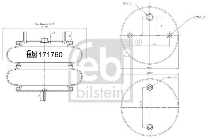 Balg Luftfederung hinten (durchmesser: 227/340mm) passt zu: DAF CF, XF 106 10...