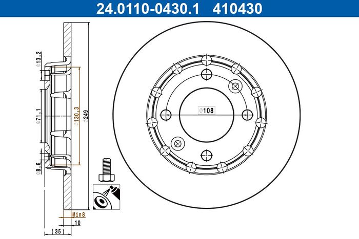 Bremsscheibe hinten L/R passt zu: DS DS 3 / DS 3; CITROEN C3 AIRCROSS II, C4...