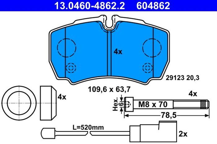 Bremsbelagsatz hinten , passt zu: FORD TRANSIT 2.2D-3.2D 04.06-12.14