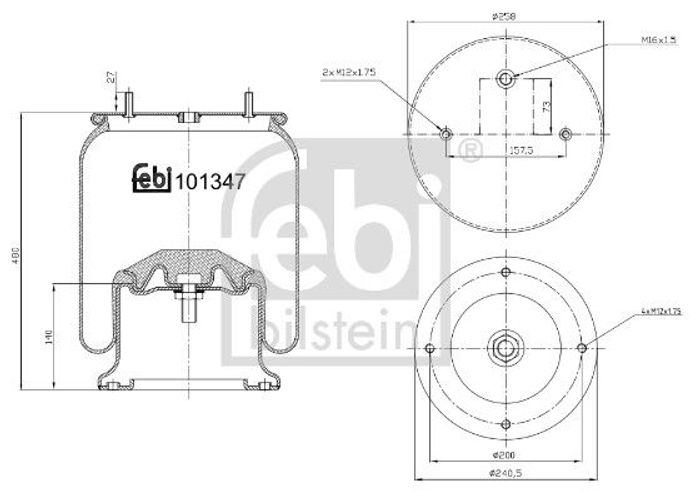 Balg Luftfederung (durchmesser: 200/240mm) passt zu: DAF CF 85, XF 105, XF 95...