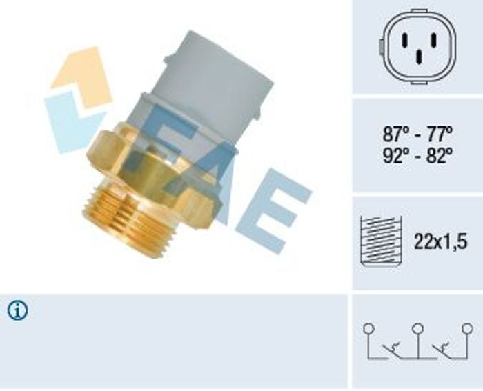 Thermoschalter des Kühlerlüfters passt zu: VW TRANSPORTER T4 1.8-2.5D 07.90-0...