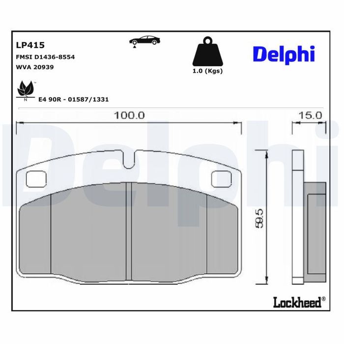 Bremsbelagsatz vorne , passt zu: LOTUS ELAN; OPEL ASCONA B, ASCONA C, ASTRA F...