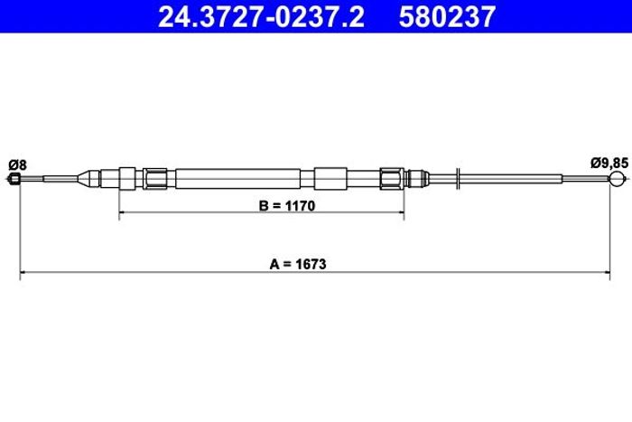 Handbremsseil hinten R (1673mm) passt zu: BMW 5 (E60), 5 (E61) 2.0-5.0 12.01-...