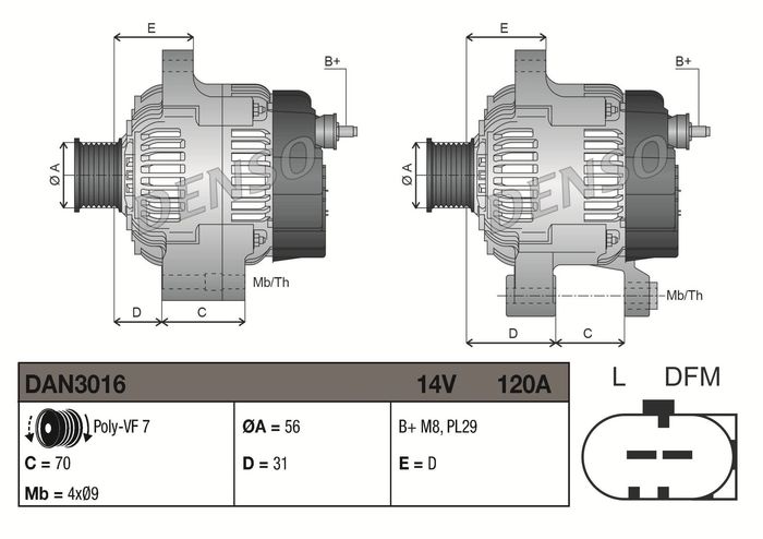 Alternator (14V, 120A, (en) new with a deposit) passt zu: MERCEDES C (CL203),...
