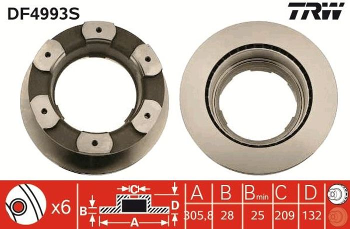 Bremsscheibe hinten L/R passt zu: IVECO DAILY IV, DAILY V, DAILY VI; TOYOTA S...