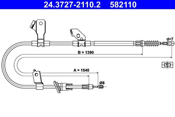 Handbremsseil hinten L (1540mm) passt zu: MITSUBISHI COLT, COLT CZC VI, COLT...
