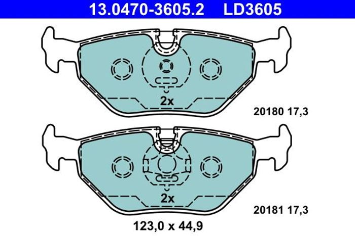 Bremsbelag Keramik hinten , passt zu: BMW 3 (E36), 3 (E46), 5 (E34), Z1, Z3 (...