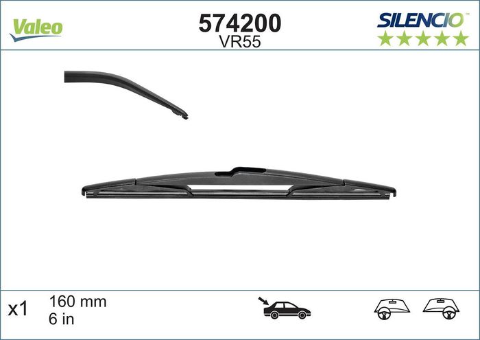 Wischerblatt Bügelwischer hinten (1Stück) VR55 Silencio 160mm passt zu: DS DS...
