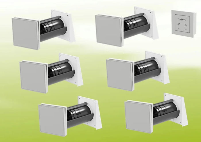 6x Viessmann Vitovent 100-D Typ H40E B55 (L) mit Bedienteil 100-D Leitung Lüftungsset
