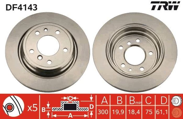 Bremsscheibe hinten L/R passt zu: BMW 5 (E34) 3.6/3.8/4.0 09.88-07.96