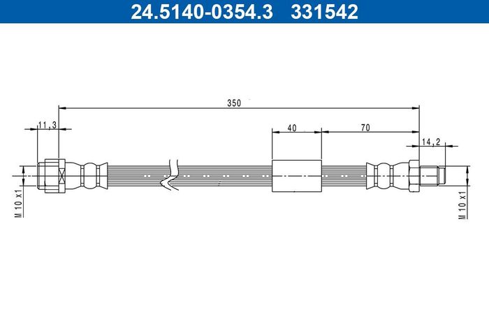 Bremsleitung elastisch hinten L/R (länge 350/380mm/380mm, M10x1/M10x1) passt...