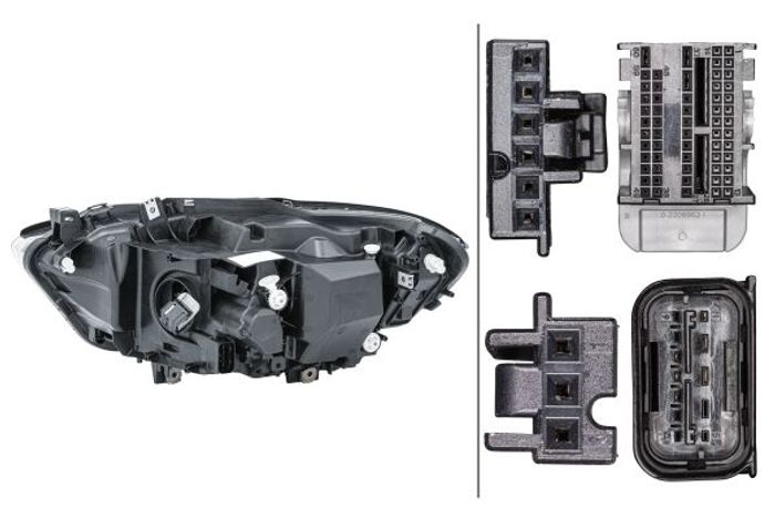 Scheinwerfer R (LED, mit motor, blinkerfarbe: durchsichtig) passt zu: BMW 1 F...