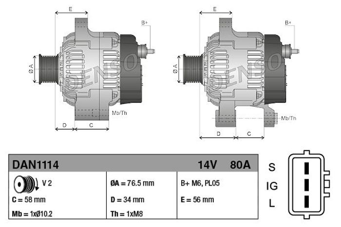 Alternator (14V, 80A, neu) passt zu: TOYOTA LAND CRUISER 100, LAND CRUISER 80...