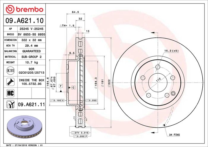Bremsscheibe vorne L/R passt zu: MERCEDES C (C204), C (W204), C T-MODEL (S204...