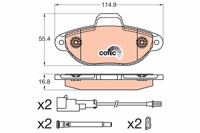 Bremsbelagsatz vorne (mit Extras), passt zu: FIAT PANDA, PUNTO, SEICENTO / 60...