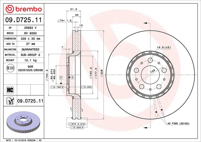 Bremsscheibe vorne L/R passt zu: VOLVO XC90 I 2.4D-4.4 06.02-12.14