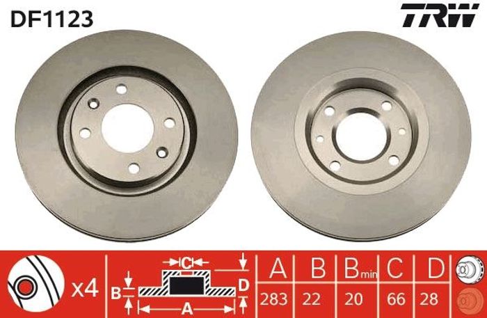 Bremsscheibe vorne L/R passt zu: CITROEN XANTIA, XSARA, ZX; PEUGEOT 306, 405...