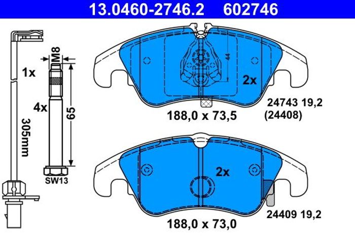 Bremsbelagsatz vorne (mit Bremssattelführungsschrauben), passt zu: AUDI A4 AL...