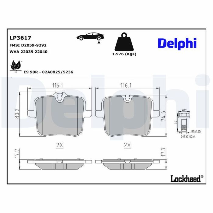 Bremsbelagsatz hinten , passt zu: BMW 2 (G42, G87), 3 (G20, G80, G28), 3 (G21...