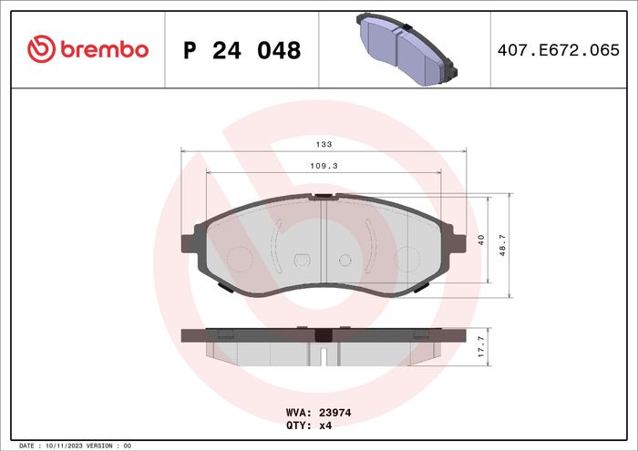 Bremsbelagsatz vorne , passt zu: CHEVROLET AVEO / KALOS; DAEWOO KALOS 1.2-1.6...