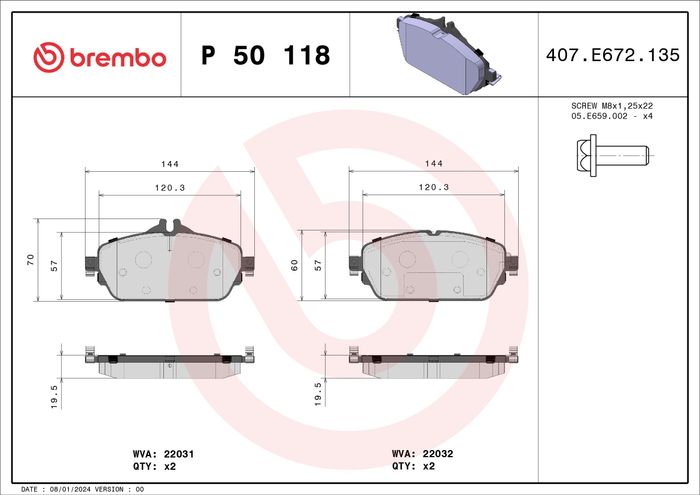 Bremsbelagsatz vorne , passt zu: MERCEDES C (A205), C (C205), C (W205), C T-M...
