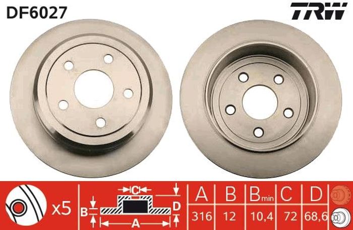 Bremsscheibe hinten L/R passt zu: CHRYSLER 300C; DODGE CHARGER 2.7-6.4 09.04