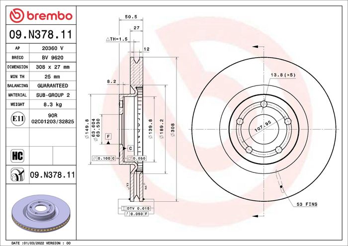 Bremsscheibe vorne L/R passt zu: FORD FOCUS IV, KUGA III 1.0-2.5H 01.18