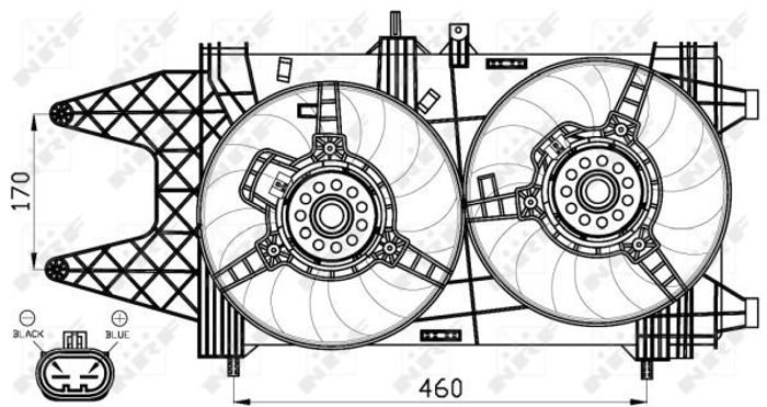 Kühlerlüfter (mit Gehäuse) passt zu: FIAT PUNTO 1.9D 09.99-03.12