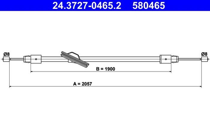 Handbremsseil vorne (2057mm) passt zu: MERCEDES C (C204), C (W204), C T-MODEL...