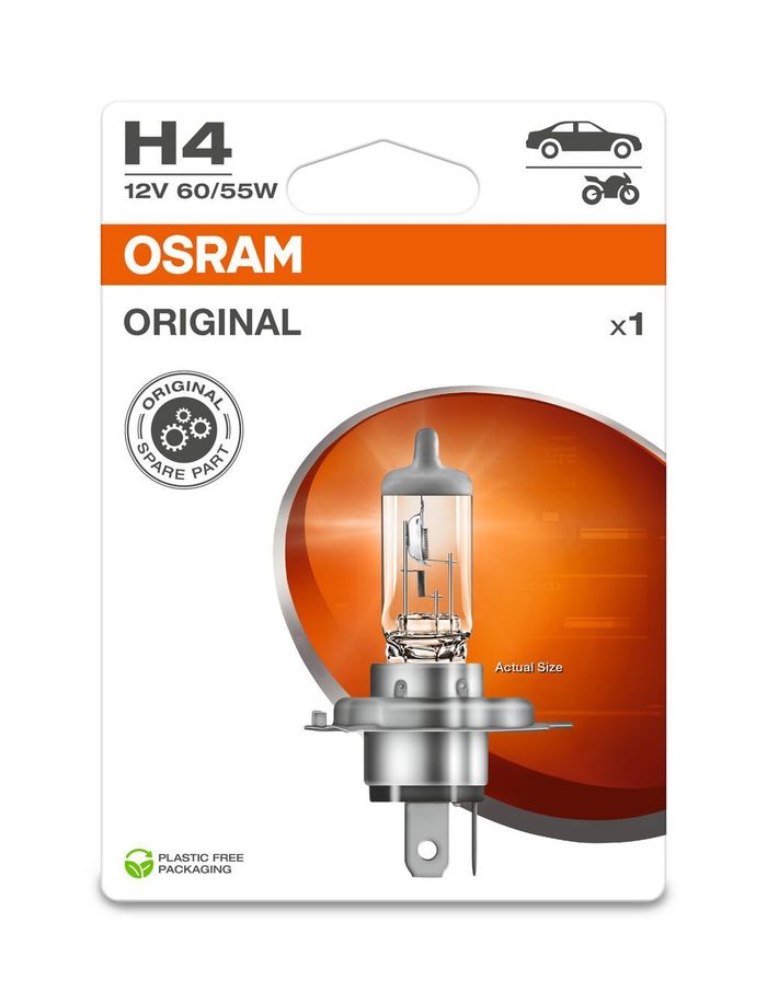 Glühbirne (Blister 1Stück) H4 12V 60/55W P43T Standard