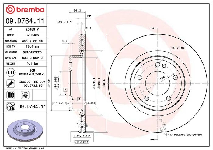 Bremsscheibe innenbelüftet hinten L/R passt zu: MERCEDES G (W463), G SAMOCH&Oacute;D...