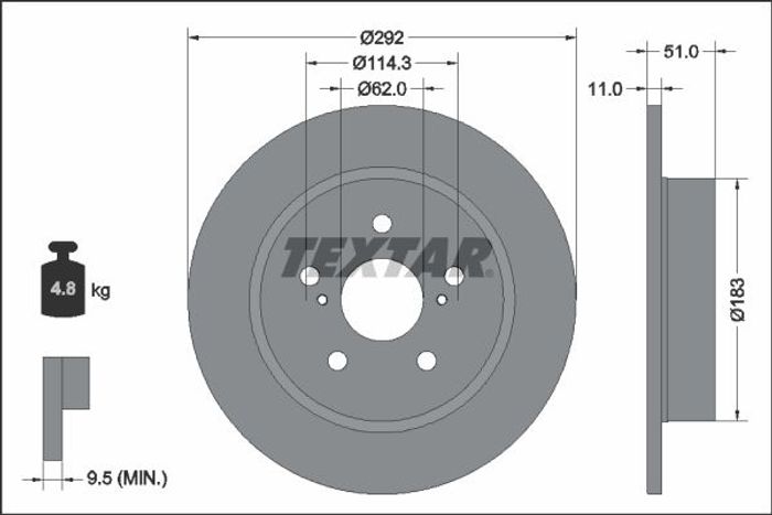Bremsscheibe hinten L/R passt zu: TOYOTA C-HR 1.2-2.0H 10.16